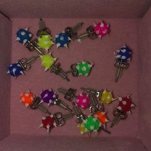 8 pairs of Punk Spiked Earrings